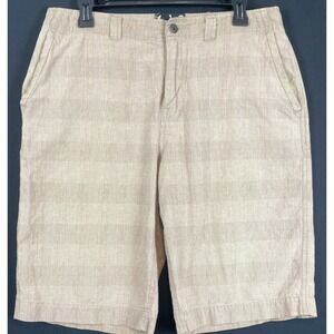 Guess Mens West Coast Prep 36 Beige Glen Plaid Cotton Shorts Casual Draw String